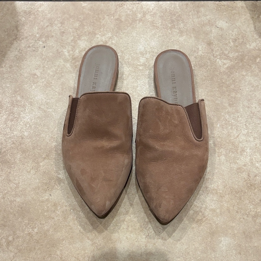 Jenni Kanye Light Brown Suede Pointed Toe Mules